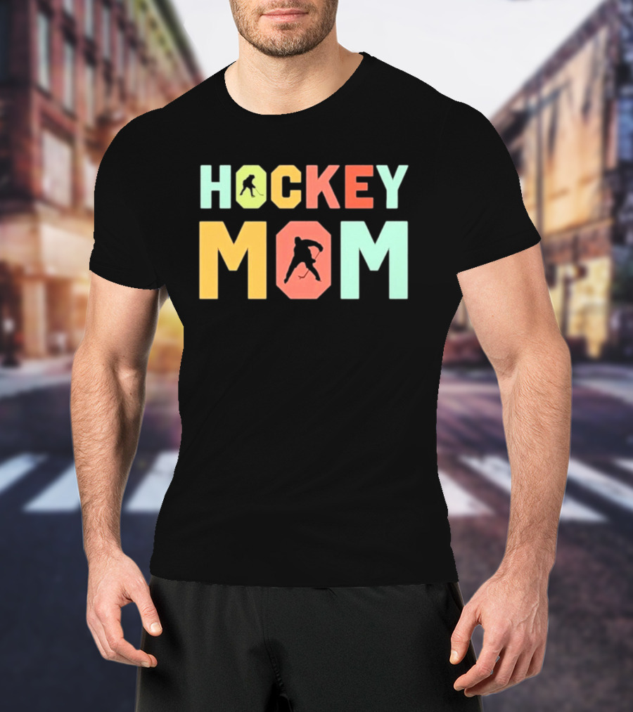 Hockey Mom Mother's Day Skating Silhouette Multicolor T-Shirt
