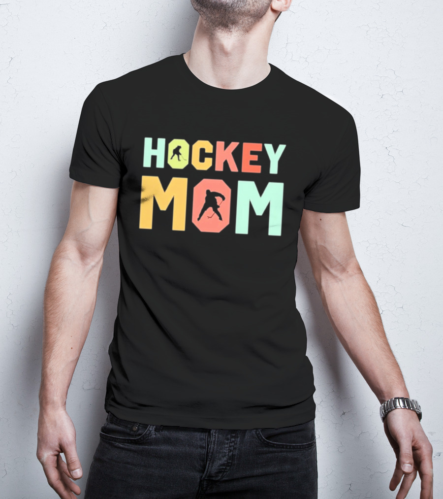 Hockey Mom Mother's Day Skating Silhouette Multicolor T-Shirt