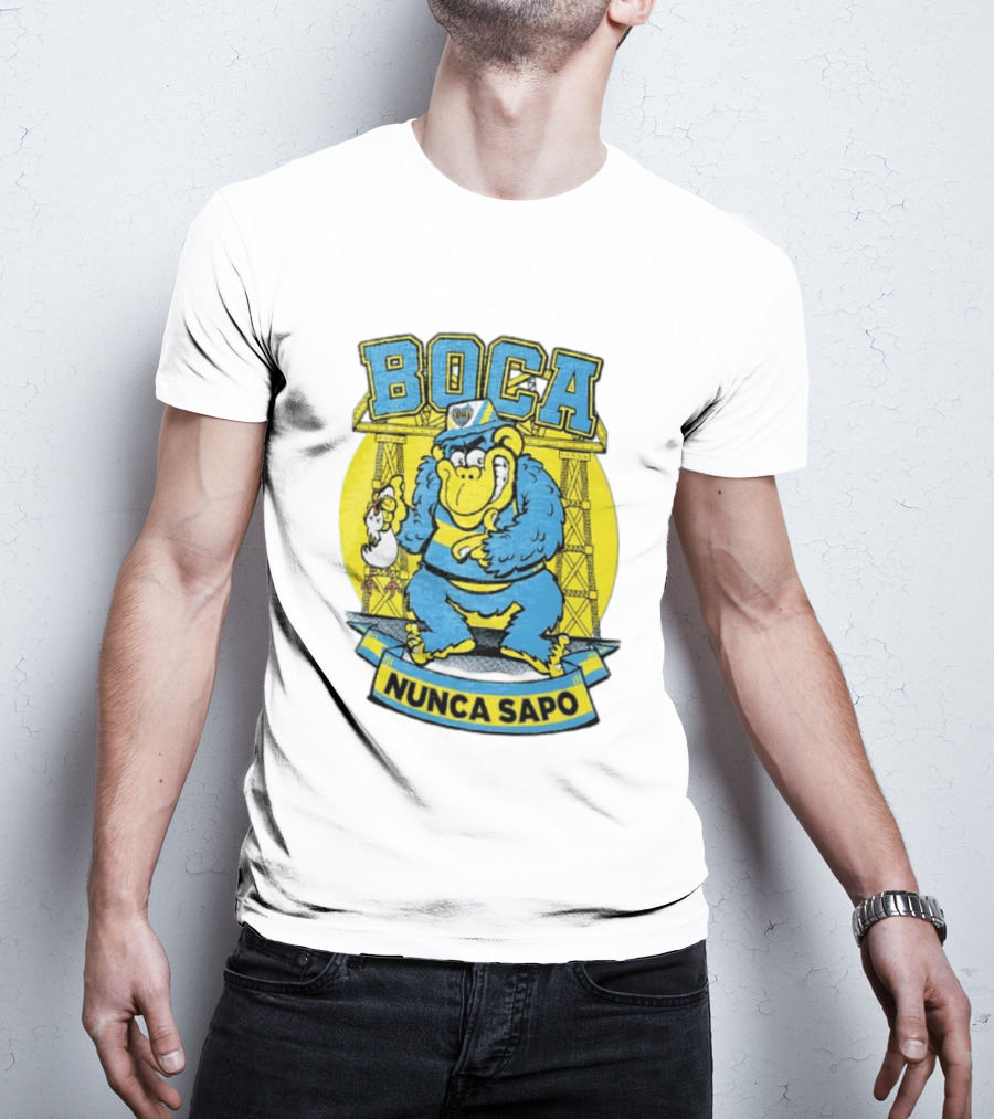 Boca Juniors Gorilla Wearing Cap Holding Chicken Boca Nunca Sapo T-Shirt