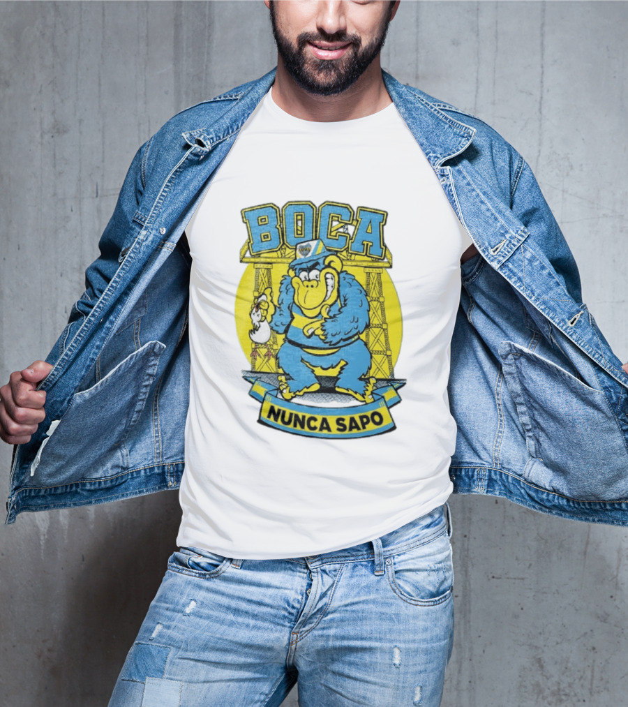 Boca Juniors Gorilla Wearing Cap Holding Chicken Boca Nunca Sapo T-Shirt