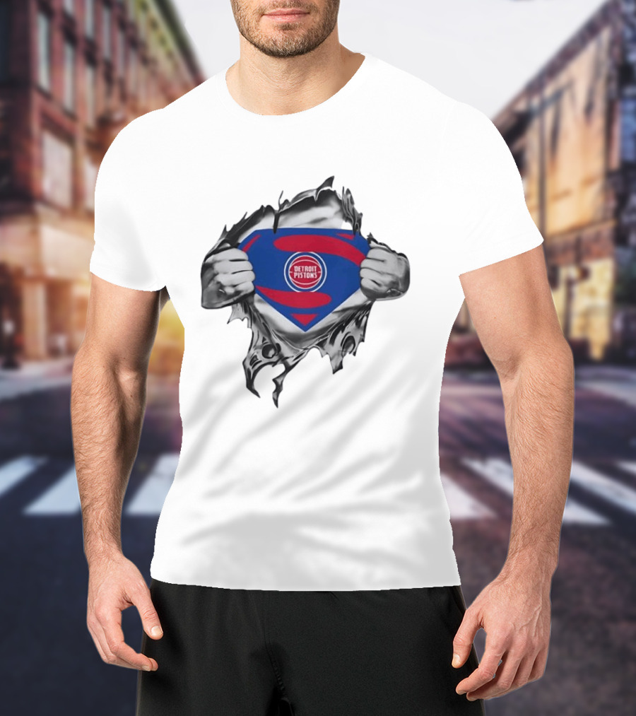 Detroit Pistons Superman Logo NBA Basketball Fan T-Shirt
