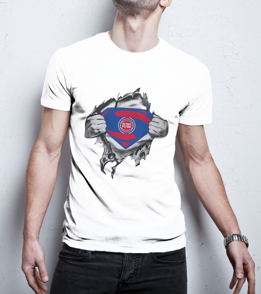 Detroit Pistons Superman Logo NBA Basketball Fan T-Shirt