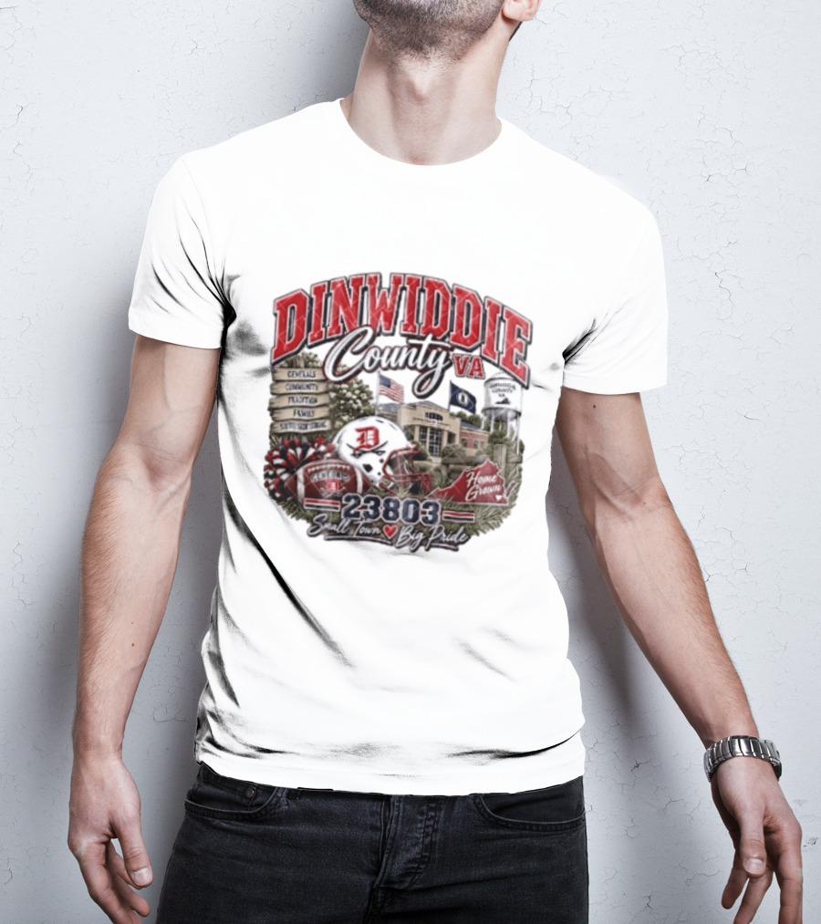 Dinwiddie County VA Generals South Side Strong 23803 Small Town Big Pride Home Grown Football Helmet Community Tradition Family T-Shirt