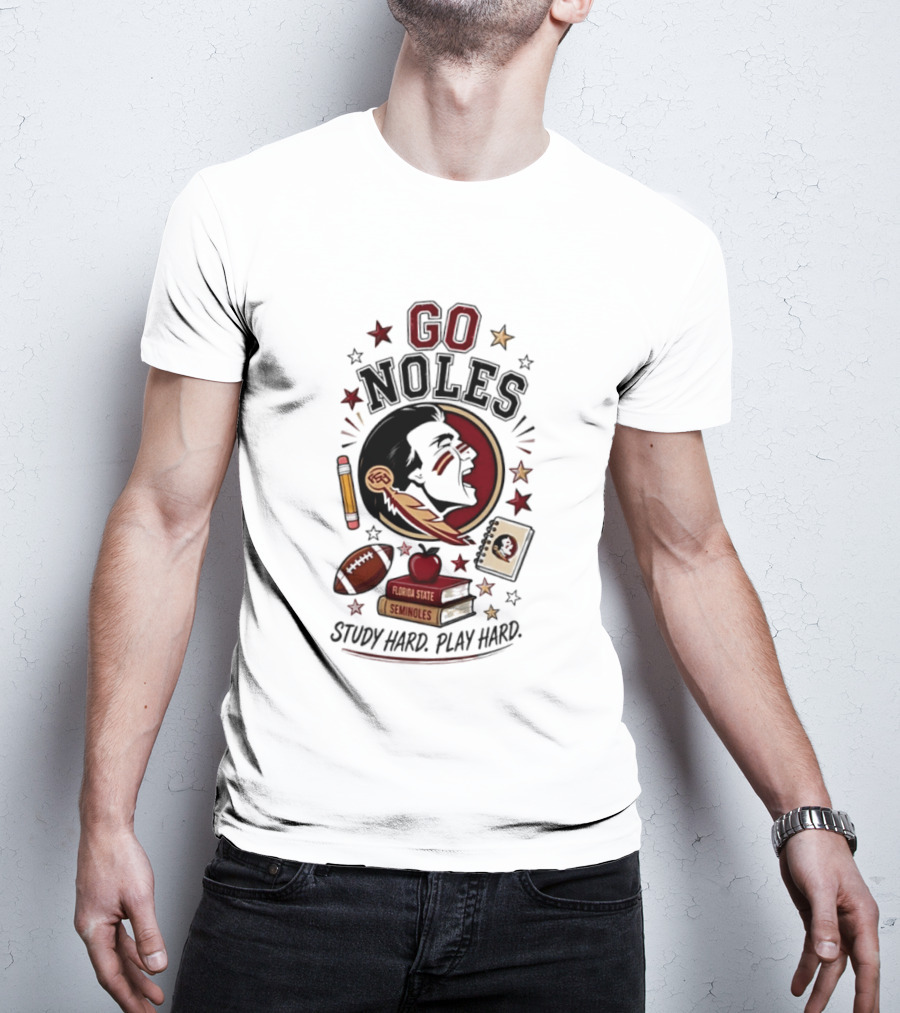 Go Noles Florida State Seminoles Study Hard Play Hard T-Shirt