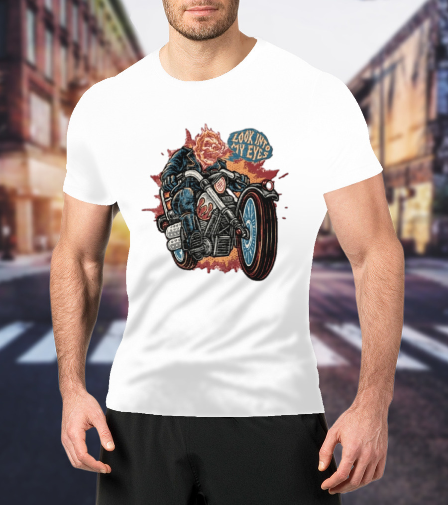 Ghost Rider Look Into My Eyes Marvel Comics Motorcycle Spirit Of Vengeance T-Shirt