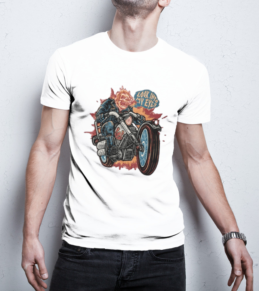 Ghost Rider Look Into My Eyes Marvel Comics Motorcycle Spirit Of Vengeance T-Shirt