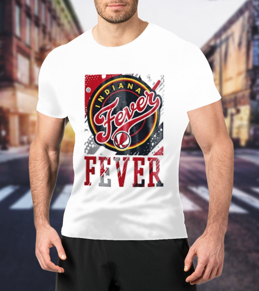 Indiana Fever WNBA Distressed Paint Splatter Basketball Logo Fever T-Shirt