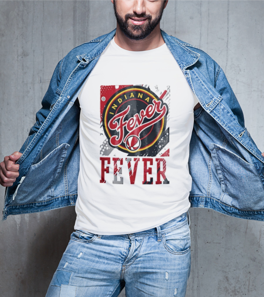 Indiana Fever WNBA Distressed Paint Splatter Basketball Logo Fever T-Shirt