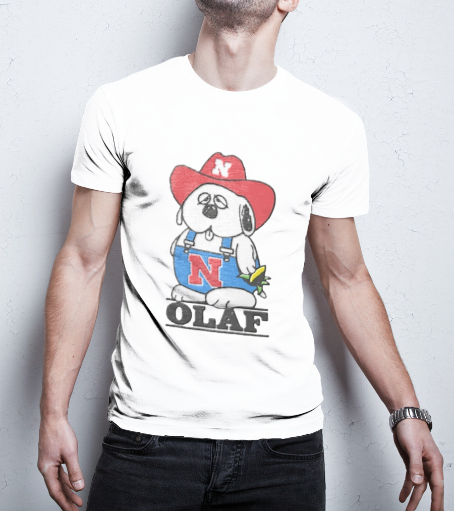Olaf Nebraska Cornhuskers N Logo Cowboy Hat Cartoon T-Shirt