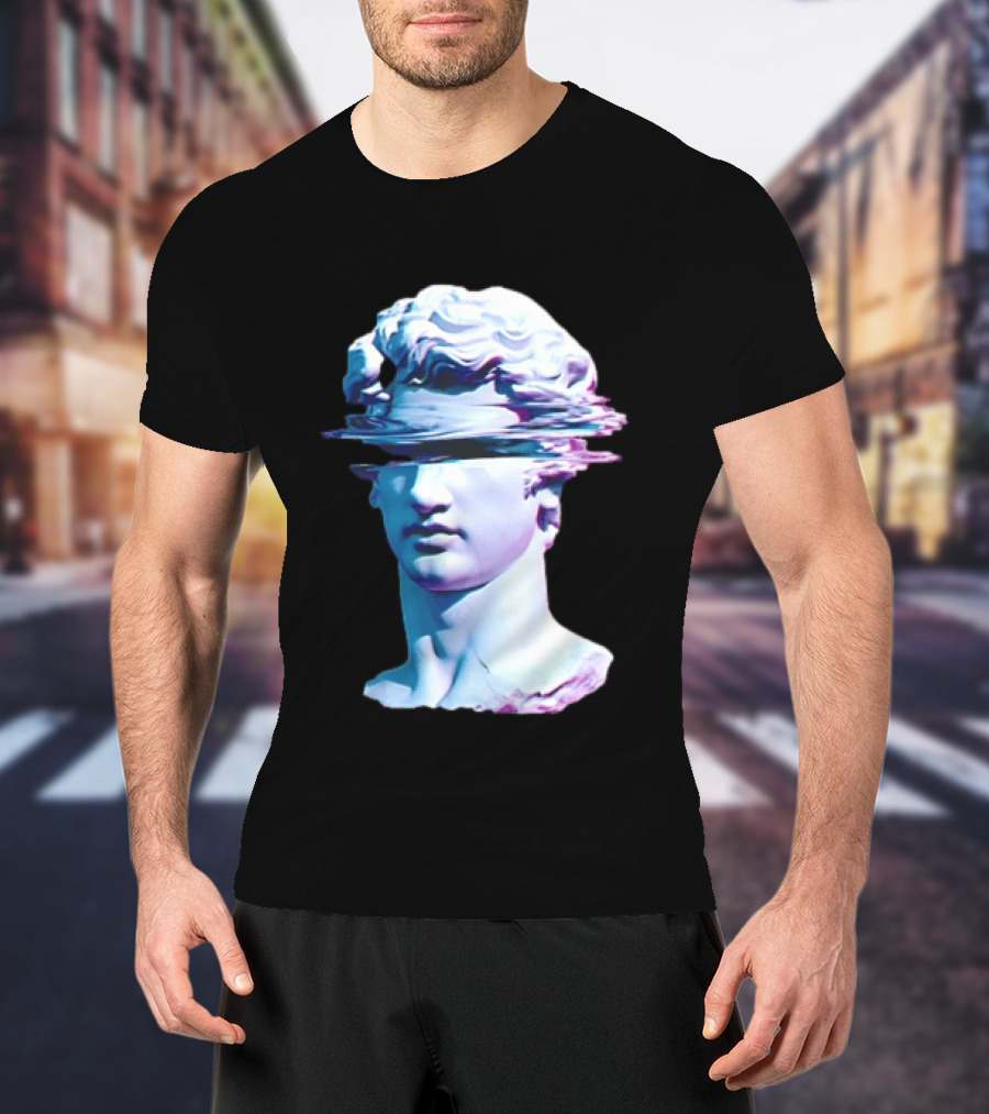 You Are Not Forgotten Classical Statue Bust Glitch Wave Distortion David Vaporwave Aesthetic T-Shirt