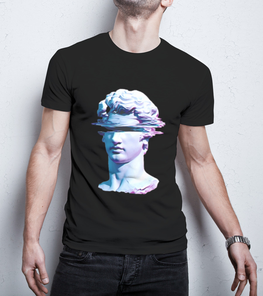 You Are Not Forgotten Classical Statue Bust Glitch Wave Distortion David Vaporwave Aesthetic T-Shirt