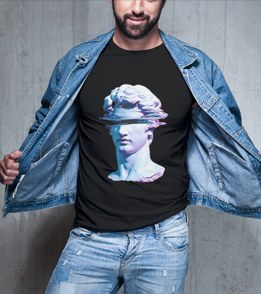 You Are Not Forgotten Classical Statue Bust Glitch Wave Distortion David Vaporwave Aesthetic T-Shirt