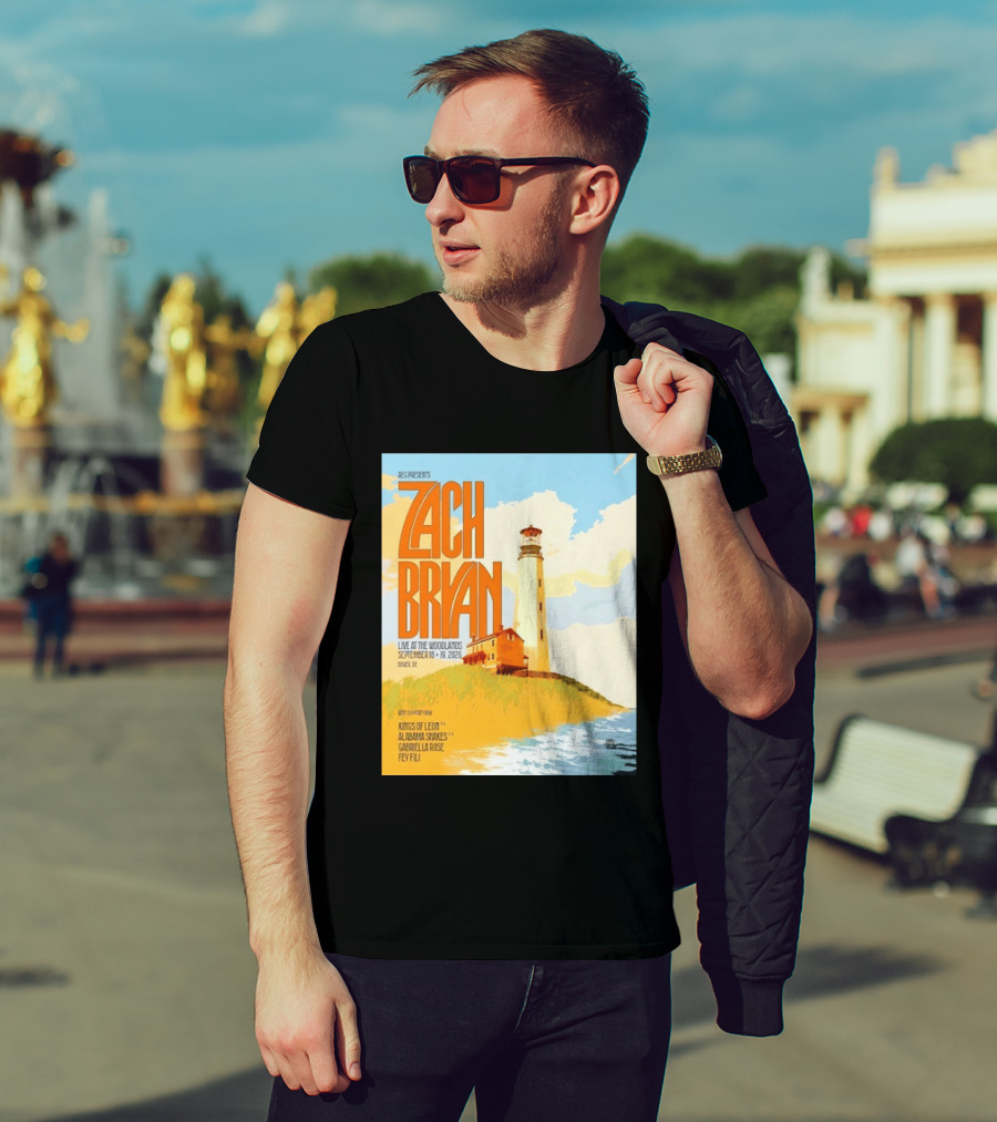 Zach Bryan Live At The Woodlands September 18 19 2026 Dover DE Kings Of Leon Alabama Shakes Gabriella Rose Feyi Fuli Concert T-Shirt