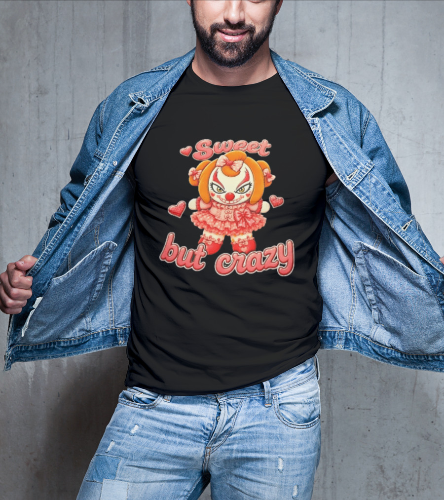 Sweet But Crazy Evil Harlequin Clown Doll Hearts T-Shirt