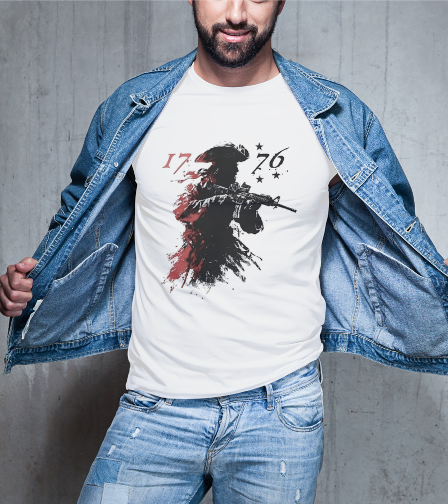 American Patriot With Rifle Patriotic1776 T-Shirt