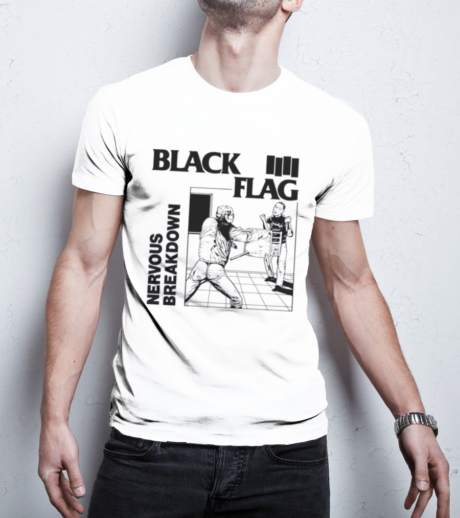 Black Flag Nervous Breakdown Punk Rock Band Iconic Album Cover T-Shirt