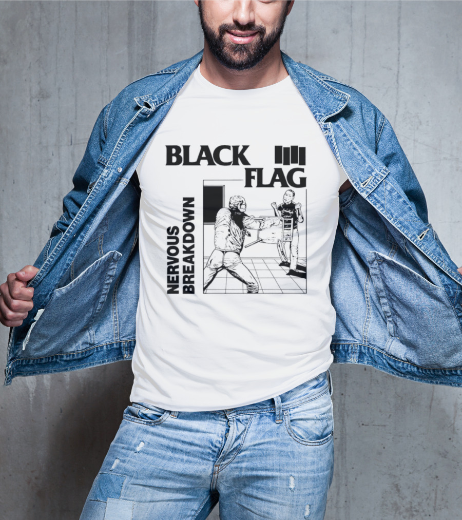 Black Flag Nervous Breakdown Punk Rock Band Iconic Album Cover T-Shirt