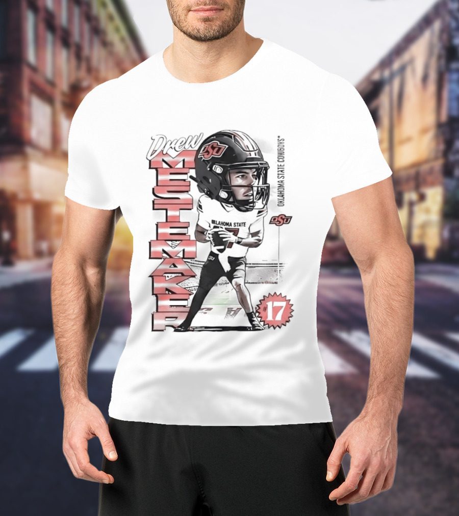 Drew Mestemaker 17 Oklahoma State Cowboys OSU Football T-Shirt
