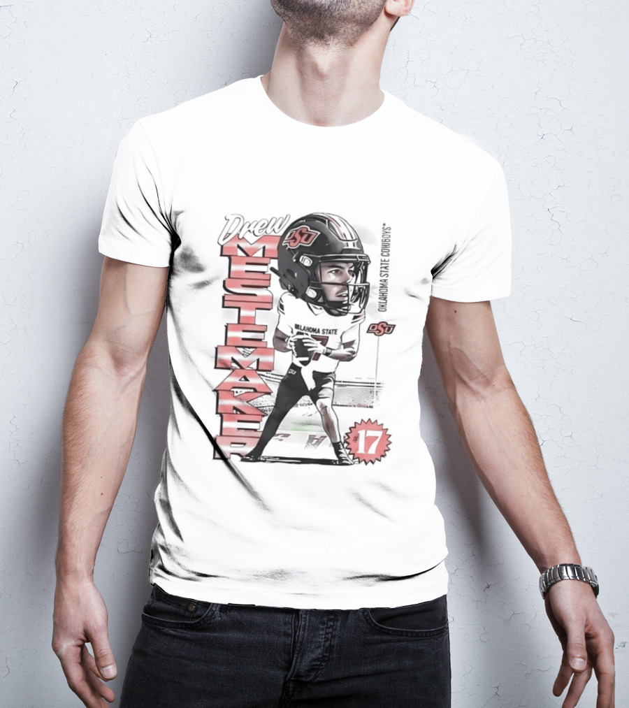 Drew Mestemaker 17 Oklahoma State Cowboys OSU Football T-Shirt