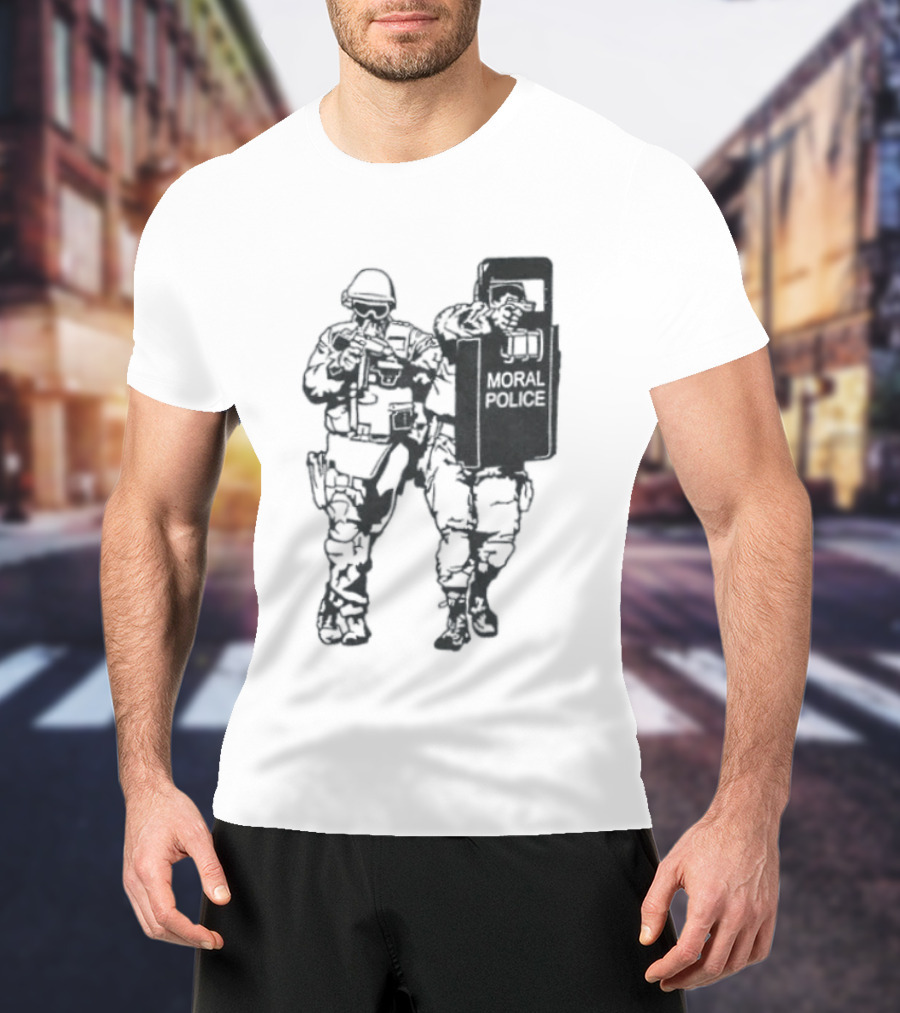 Moral Police Tactical Squad Satire Riot Gear Pose T-Shirt