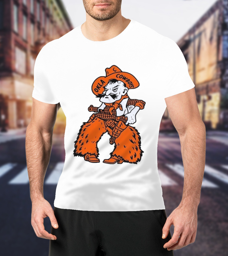 Oklahoma Cowboys Pistol Pete Orange Cowboy T-Shirt