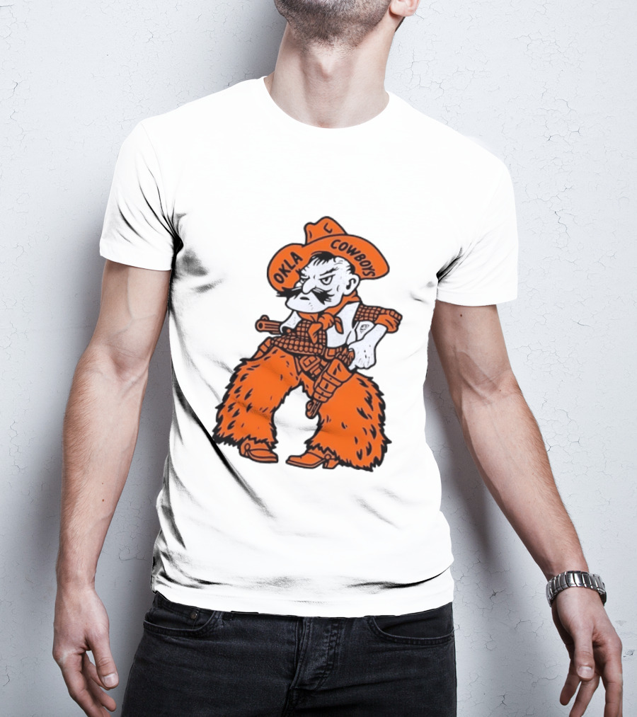 Oklahoma Cowboys Pistol Pete Orange Cowboy T-Shirt