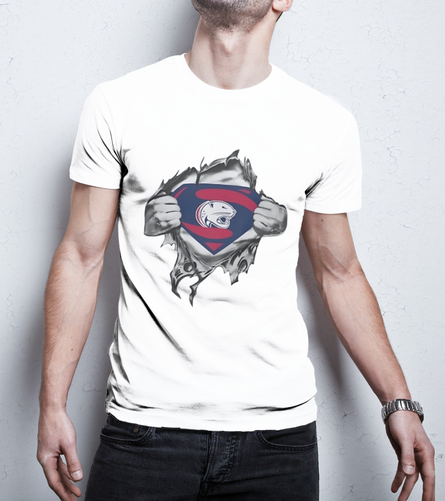 Panthers Superman Chest Emblem Ripped Superhero T-Shirt