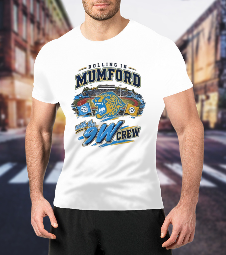 Rolling In Mumford With The 9W Crew SU College Sports Stadium Jaguar Flags T-Shirt