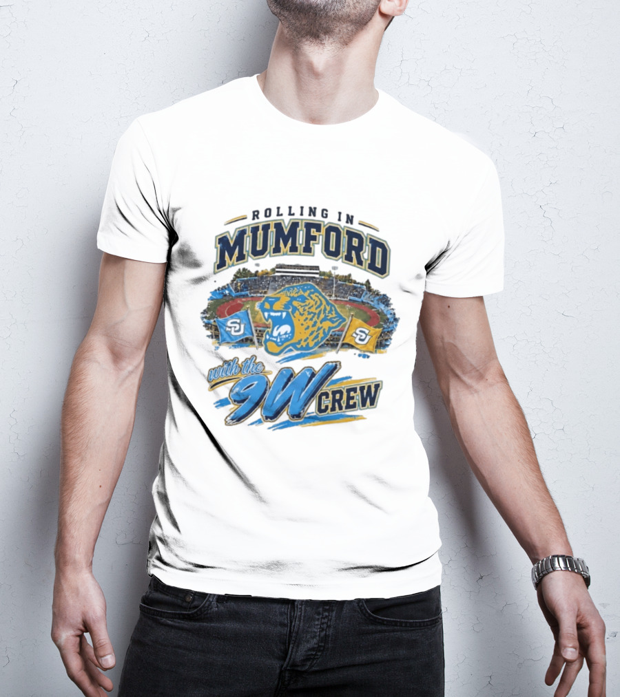 Rolling In Mumford With The 9W Crew SU College Sports Stadium Jaguar Flags T-Shirt