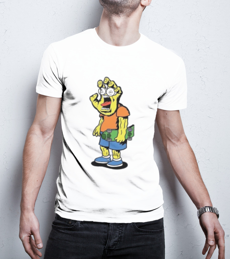 Screaming Hans The Simpsons Bootleg Character With Skateboard T-Shirt