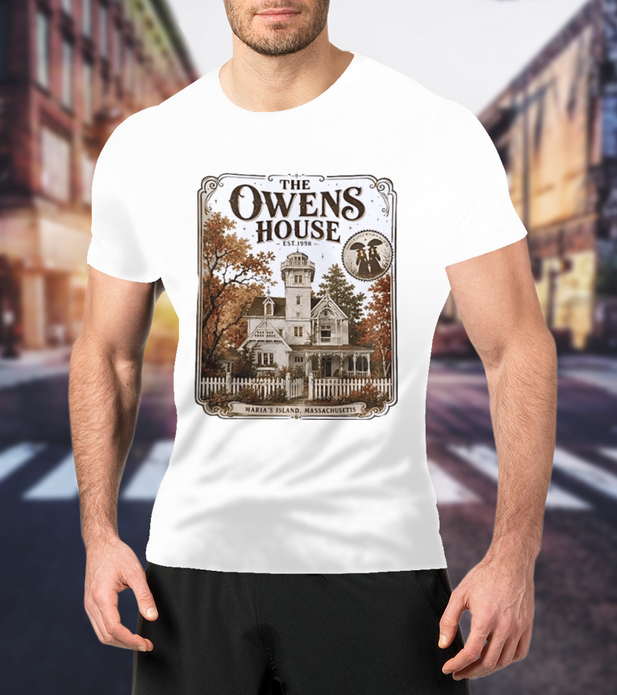 The Owens House Est 1998 Maria's Island Massachusetts Vintage Gothic Mansion T-Shirt