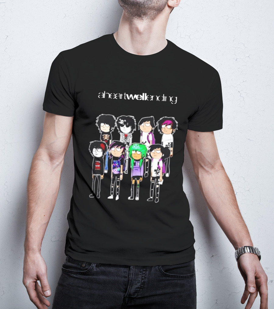 A Heart Well Ending Emo Cartoon Characters With Unique Hairstyles T-Shirt