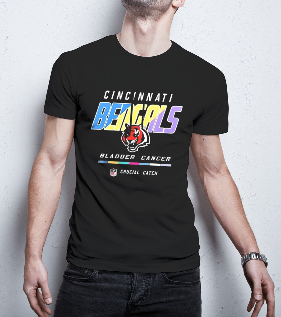 Cincinnati Bengals Bladder Cancer Crucial Catch Awareness NFL T-Shirt