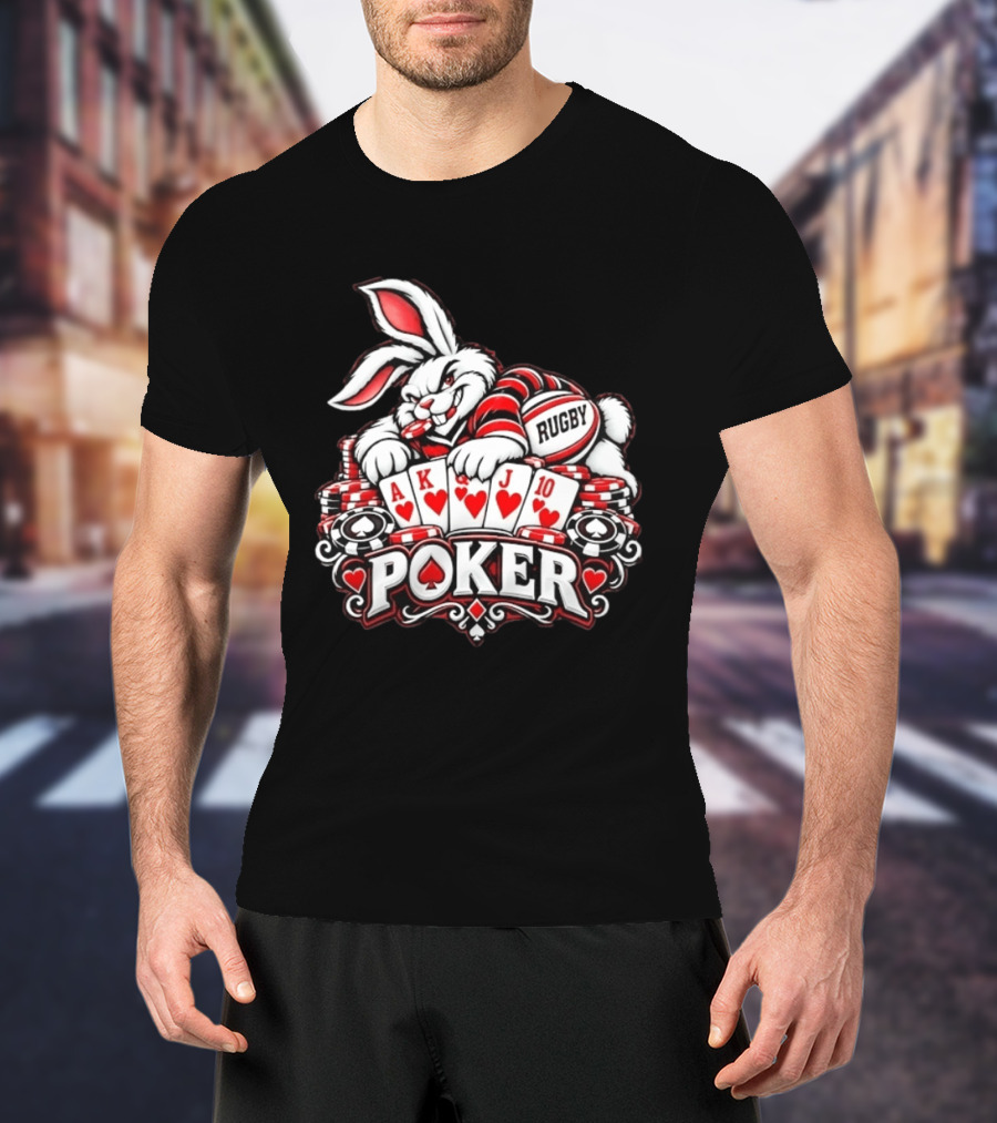 Rugby Poker Rabbit Royal Flush Card Game T-Shirt