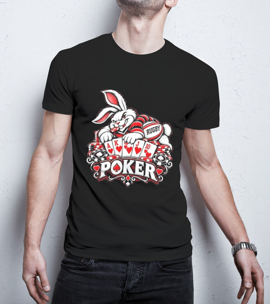 Rugby Poker Rabbit Royal Flush Card Game T-Shirt