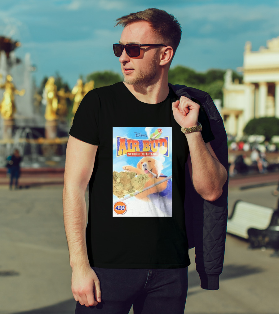 Disney Air Bud Secure Tha Bagg 420 Meme Basketball Dog Smoking T-Shirt
