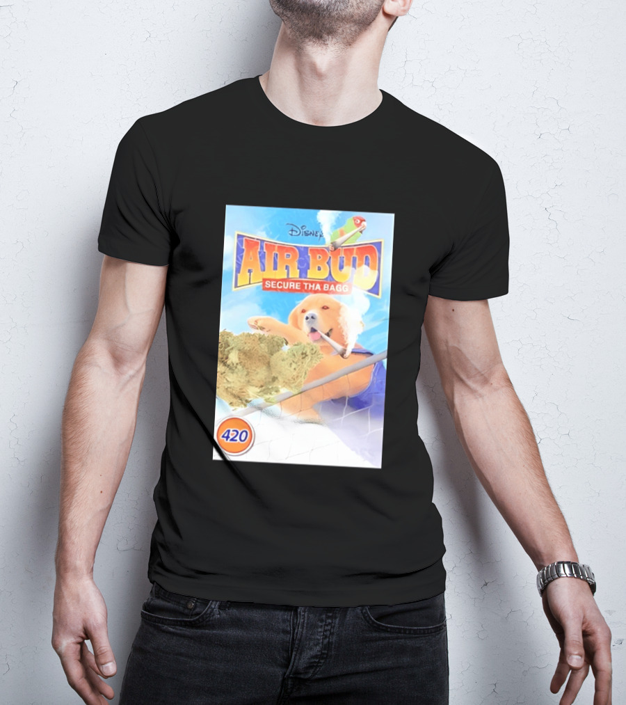 Disney Air Bud Secure Tha Bagg 420 Meme Basketball Dog Smoking T-Shirt
