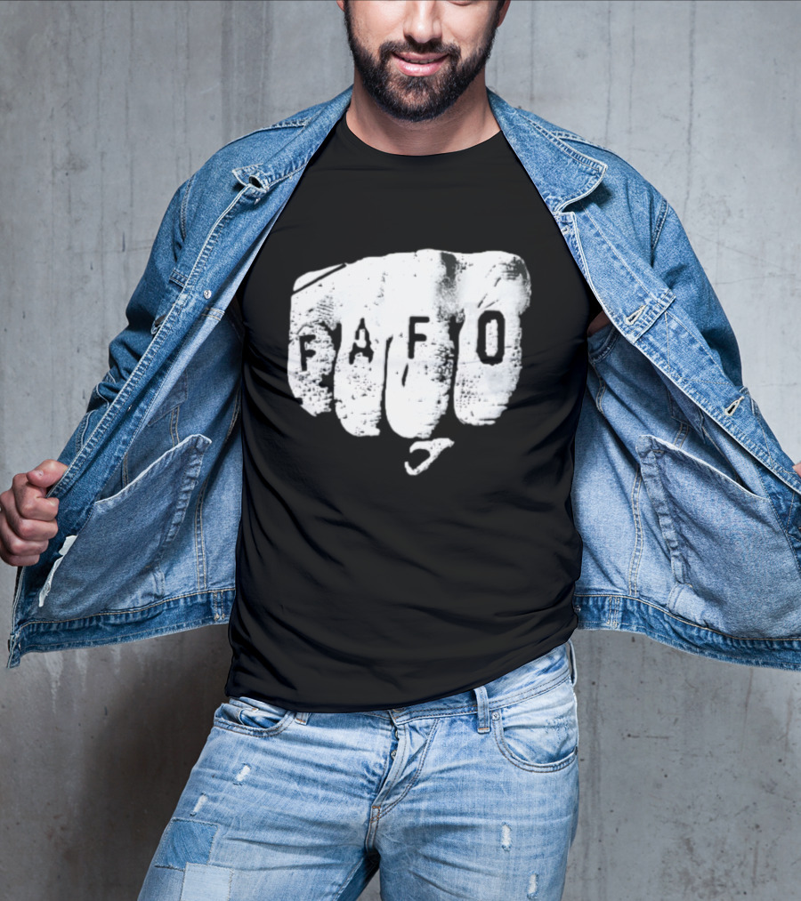 FAFO Distressed Clenched Fist Knuckle Punch Black And White T-Shirt