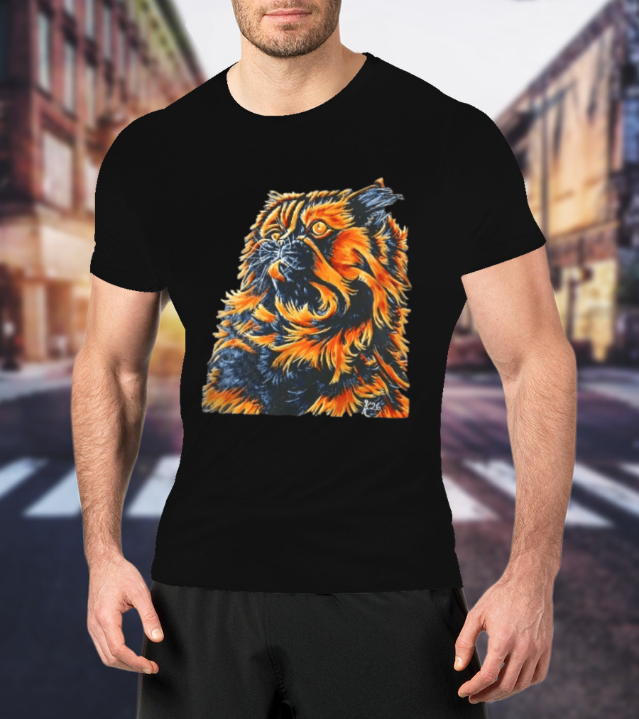 Fluffy Orange Black Tortoiseshell Persian Cat Painting 8/26 T-Shirt