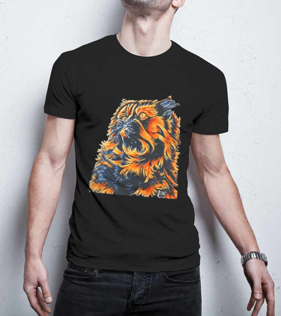 Fluffy Orange Black Tortoiseshell Persian Cat Painting 8/26 T-Shirt