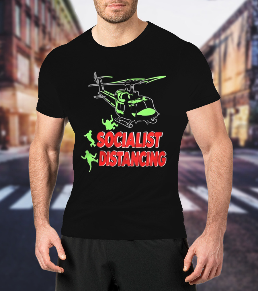 Socialist Distancing Helicopter Retro Military Humor T-Shirt