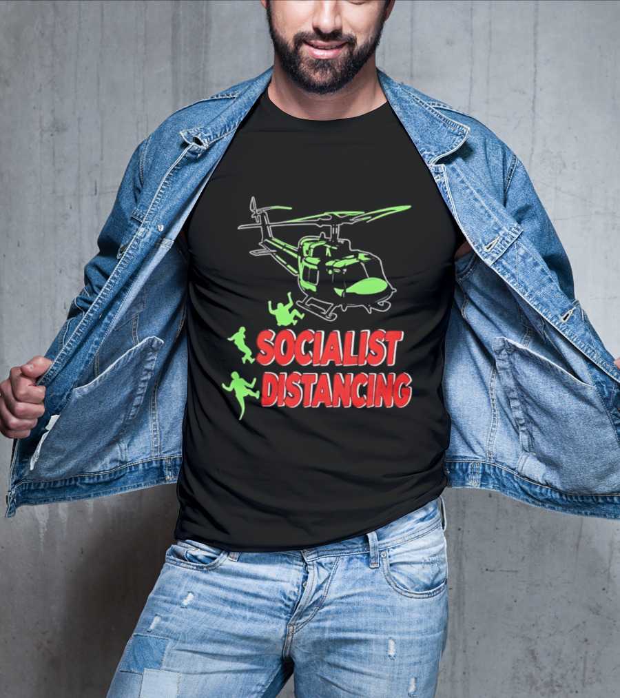Socialist Distancing Helicopter Retro Military Humor T-Shirt