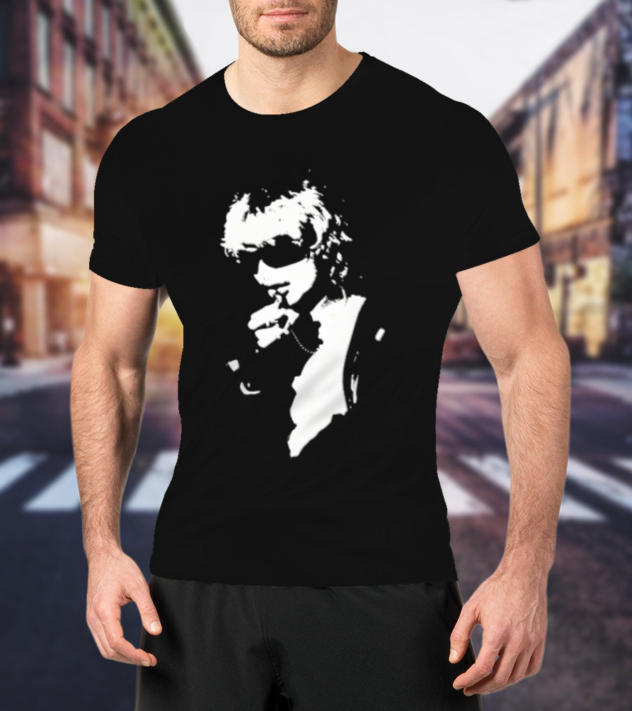 High Contrast Stencil Style Iconic Sunglasses Smoking Man T-Shirt