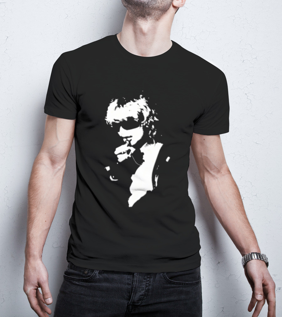 High Contrast Stencil Style Iconic Sunglasses Smoking Man T-Shirt