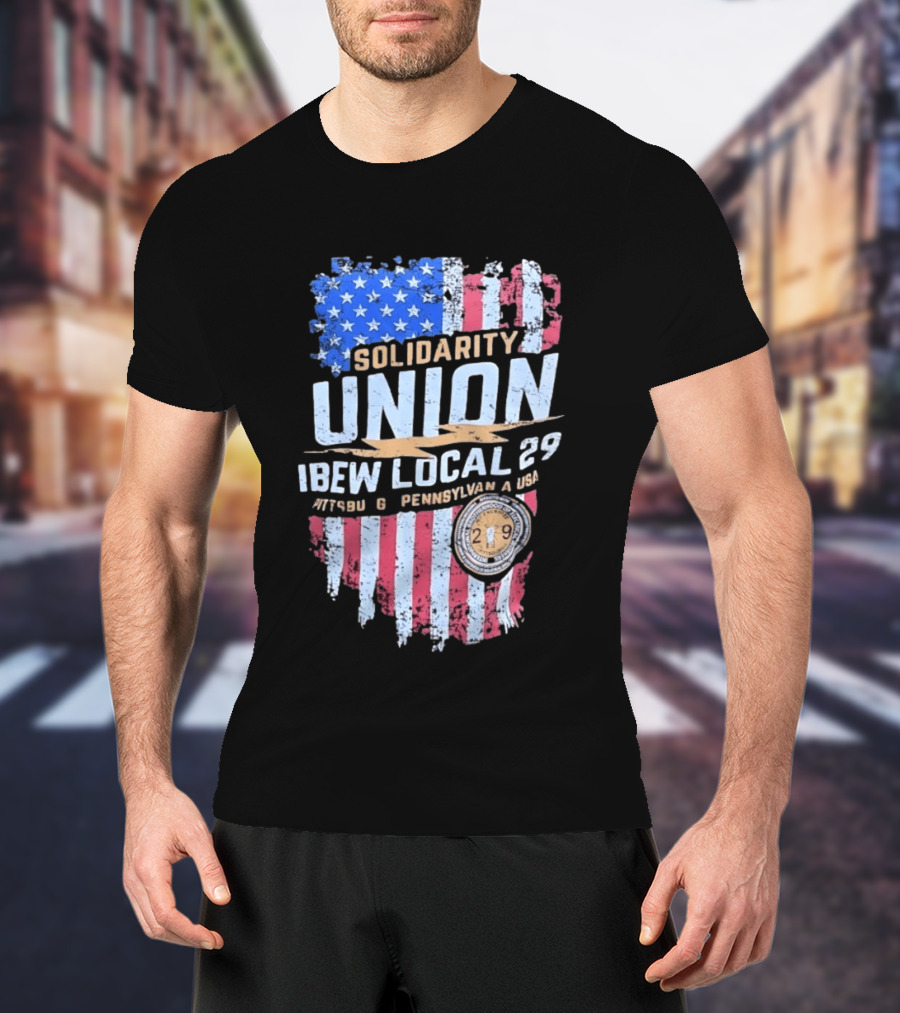 Solidarity Union IBEW Local 29 Pennsylvania USA American Flag T-Shirt