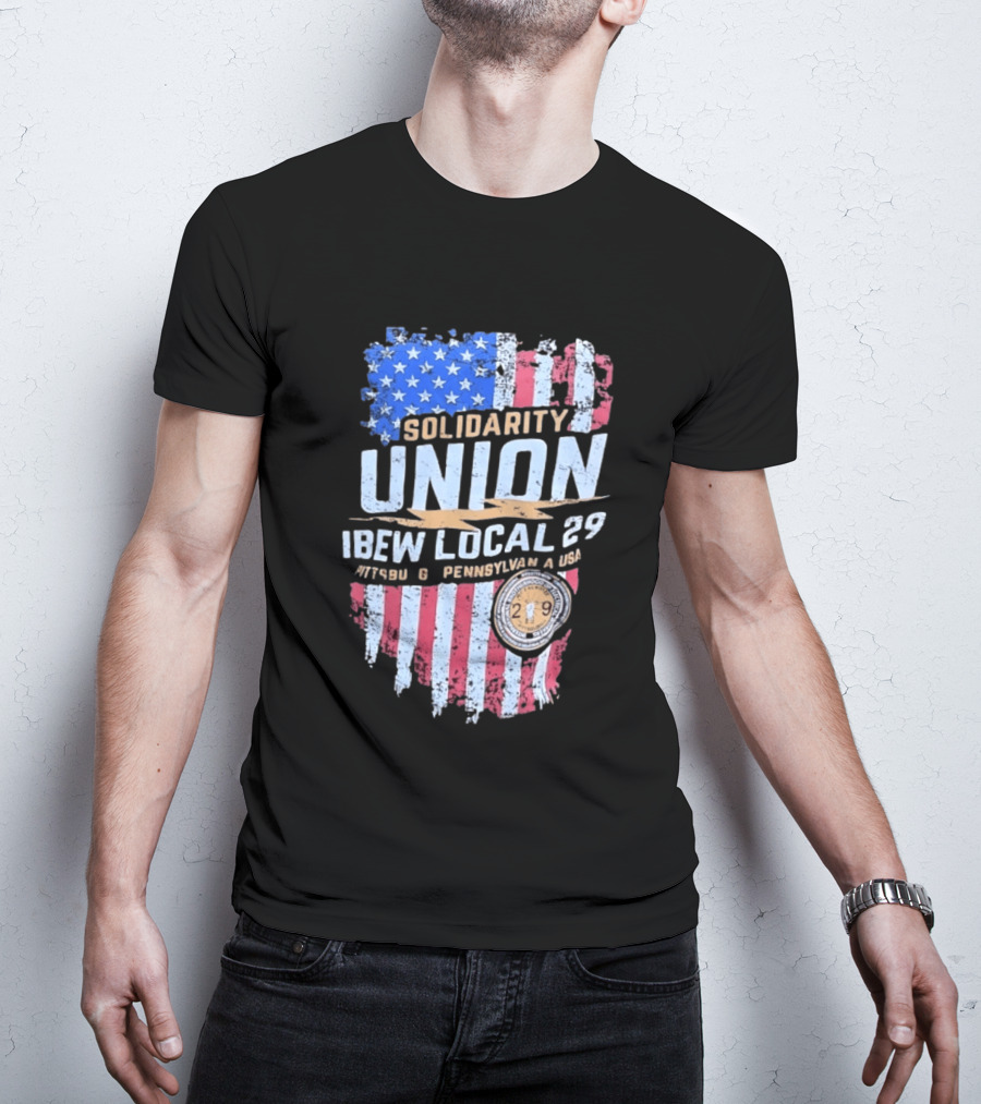 Solidarity Union IBEW Local 29 Pennsylvania USA American Flag T-Shirt