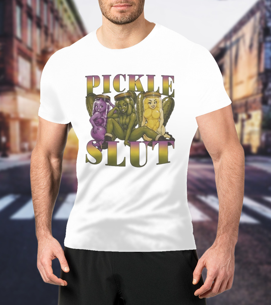 Pickle Slut Food Humor Cute Cartoon Jar Characters T-Shirt