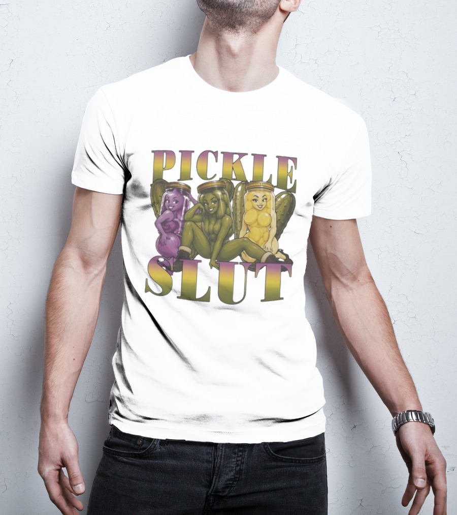 Pickle Slut Food Humor Cute Cartoon Jar Characters T-Shirt