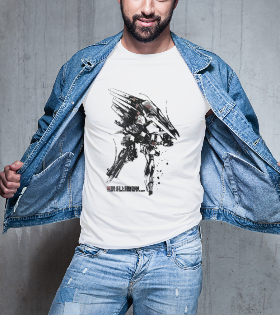 Rx 93 Nu Gundam Efsf Londo Bell Mobile Suit Amuro Ray Ink Brush Mecha Robot T-Shirt