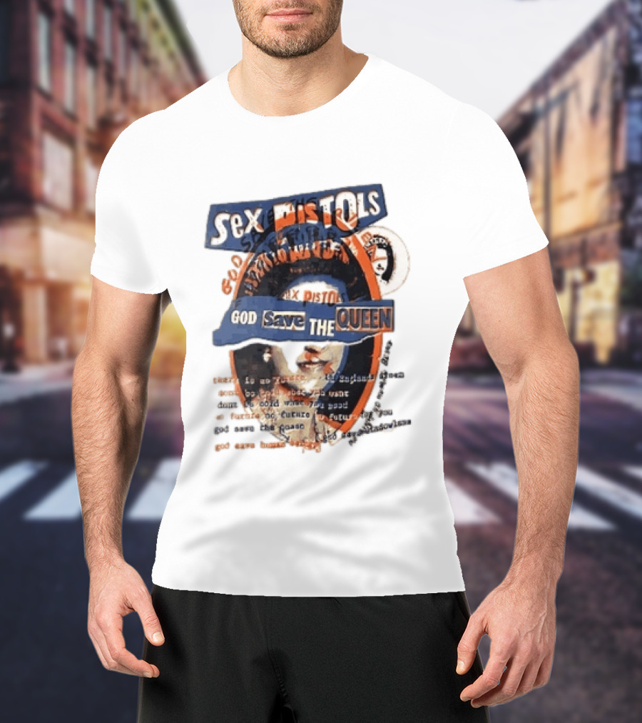 Sex Pistols God Save The Queen Royal Ransom Cutout Halftone Collage T-Shirt